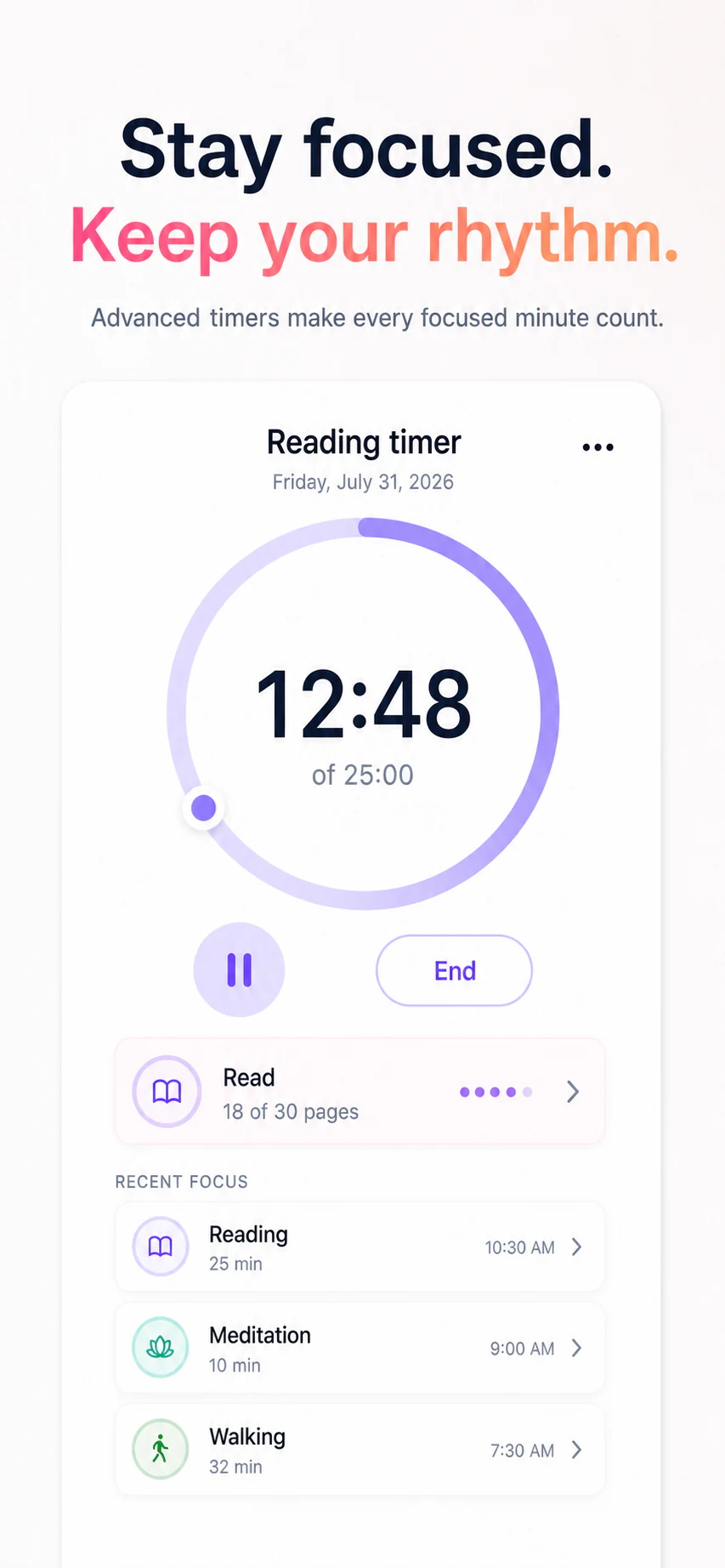 Stay focused and keep your rhythm with the habit timer on iPhone